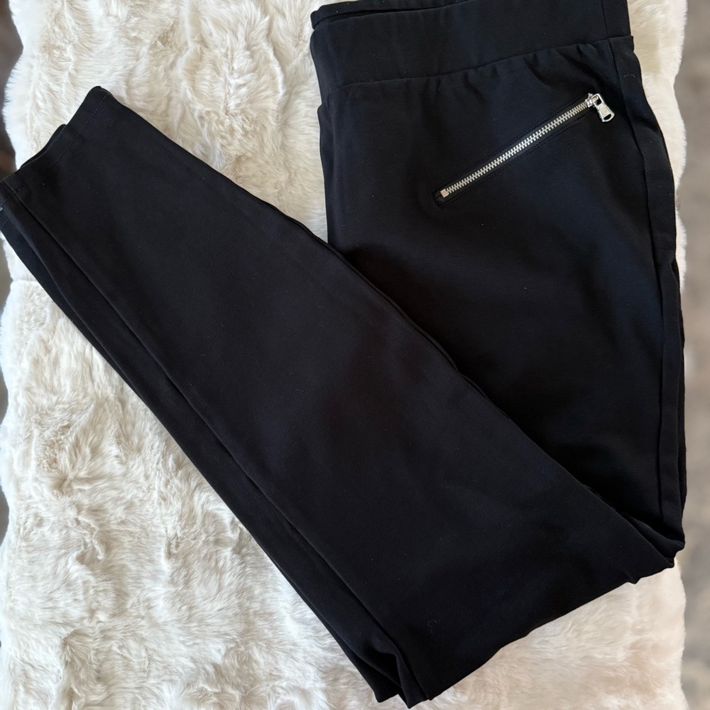 a new day Women’s Black Leggings with Zipper Detail, XXL